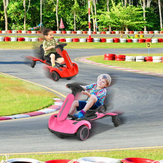 Costway 6V Kids Ride on Drift Car with 360 Spin and 2 Adjustable Heights-Pink