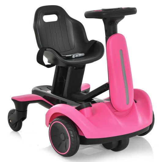Costway 6V Kids Ride on Drift Car with 360 Spin and 2 Adjustable Heights-Pink
