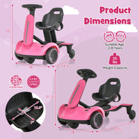 Costway 6V Kids Ride on Drift Car with 360 Spin and 2 Adjustable Heights-Pink