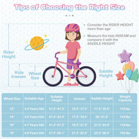 Costway 14 Inch Kids Bike Adjustable with Basket and Streamers Blue for Kids Aged 3-5 Years Old - Princess of the Sea Theme
