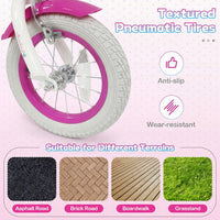 Costway 12-Inch Kids Bike Adjustable with Basket and Streamers Rose Red - Princess of the Sea Theme