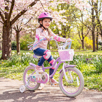 Costway 16 Inch Kids Bike Adjustable with Basket and Streamers Purple - Princess of the Sea Theme