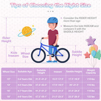 Costway 16 Inch Kids Bike Adjustable with Basket and Streamers Purple - Princess of the Sea Theme