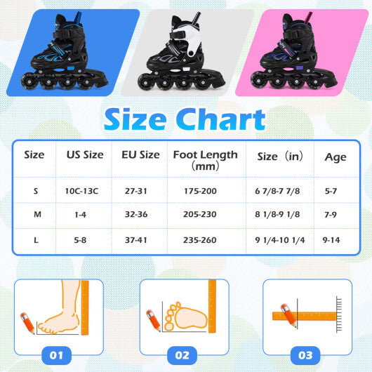 Costway Adjustable Kids' Incline Skates for Boys Girls Ages 5-14-Black