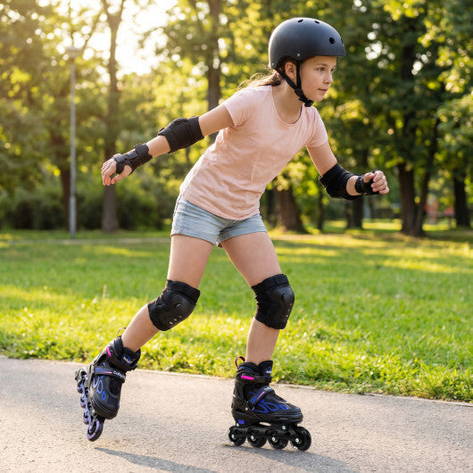 Costway Adjustable Kids' Incline Skates 4 Sizes Adjustable Blade Roller-Purple
