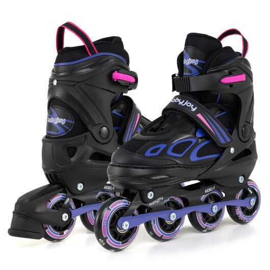 Costway Adjustable Kids' Incline Skates 4 Sizes Adjustable Blade Roller-Purple