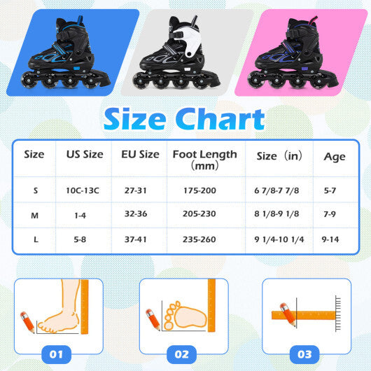 Costway Adjustable Kids' Incline Skates 4 Sizes Adjustable Blade Roller-Purple