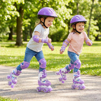 Costway Kids Roller Skates 4 Sizes Adjustable with Light-up Wheels for Toddler Aged 3-4 (XS)-Purple