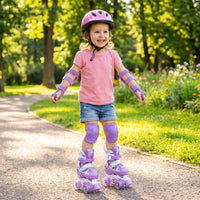 Costway Kids Roller Skates 4 Sizes Adjustable with Light-up Wheels for Toddler Aged 3-4 (XS)-Purple
