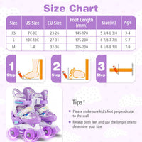 Costway Kids Roller Skates 4 Sizes Adjustable with Light-up Wheels for Toddler Aged 3-4 (XS)-Purple