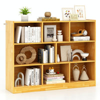 Costway 3-Tier Open Bookcase 8-Cube Floor Standing Storage Shelves Display Cabinet-Yellow