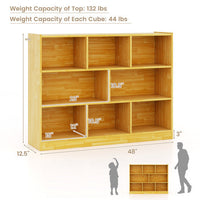 Costway 3-Tier Open Bookcase 8-Cube Floor Standing Storage Shelves Display Cabinet-Yellow