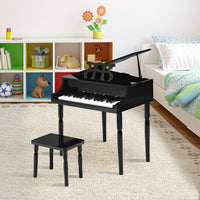 Costway 30-Key Wood Toy Kids Grand Piano with Bench & Music Rack-Black