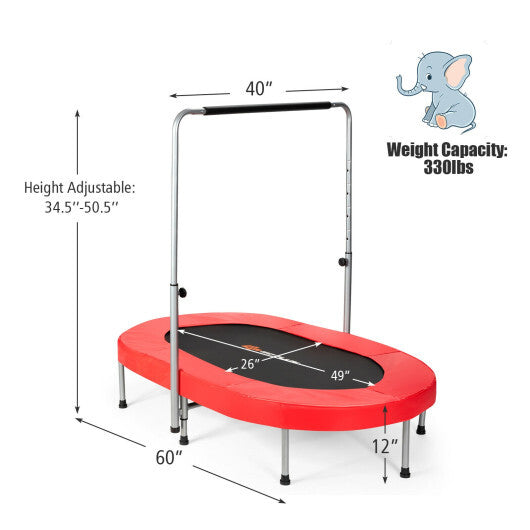 Costway 2-Person Foldable Mini Kids Fitness Rebounder Trampoline-Red