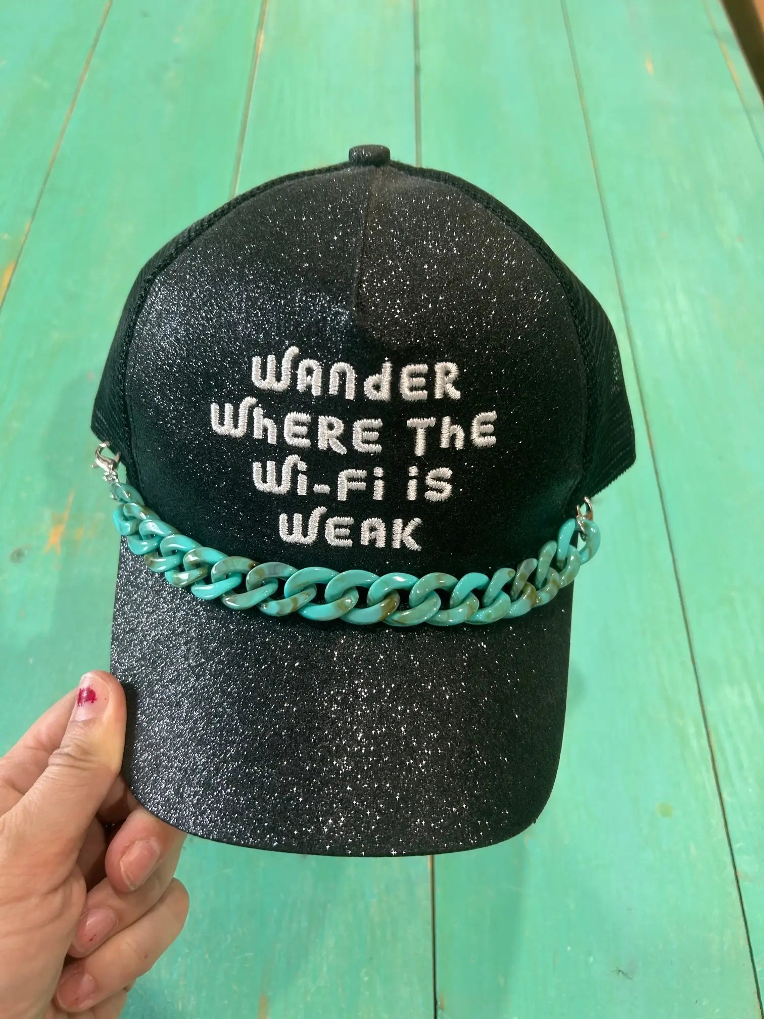 Wander Where Wifi Is Weak Glitter Cap - BIG FRENCHIES