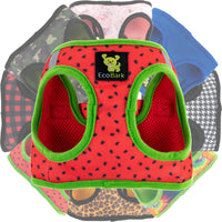 EcoBark Watermelon Step In Dog Harness - Rapid Fastener Reflective Soft Mesh Dog Vest Halter for XXXS to Small Dogs and Puppies - BIG FRENCHIES