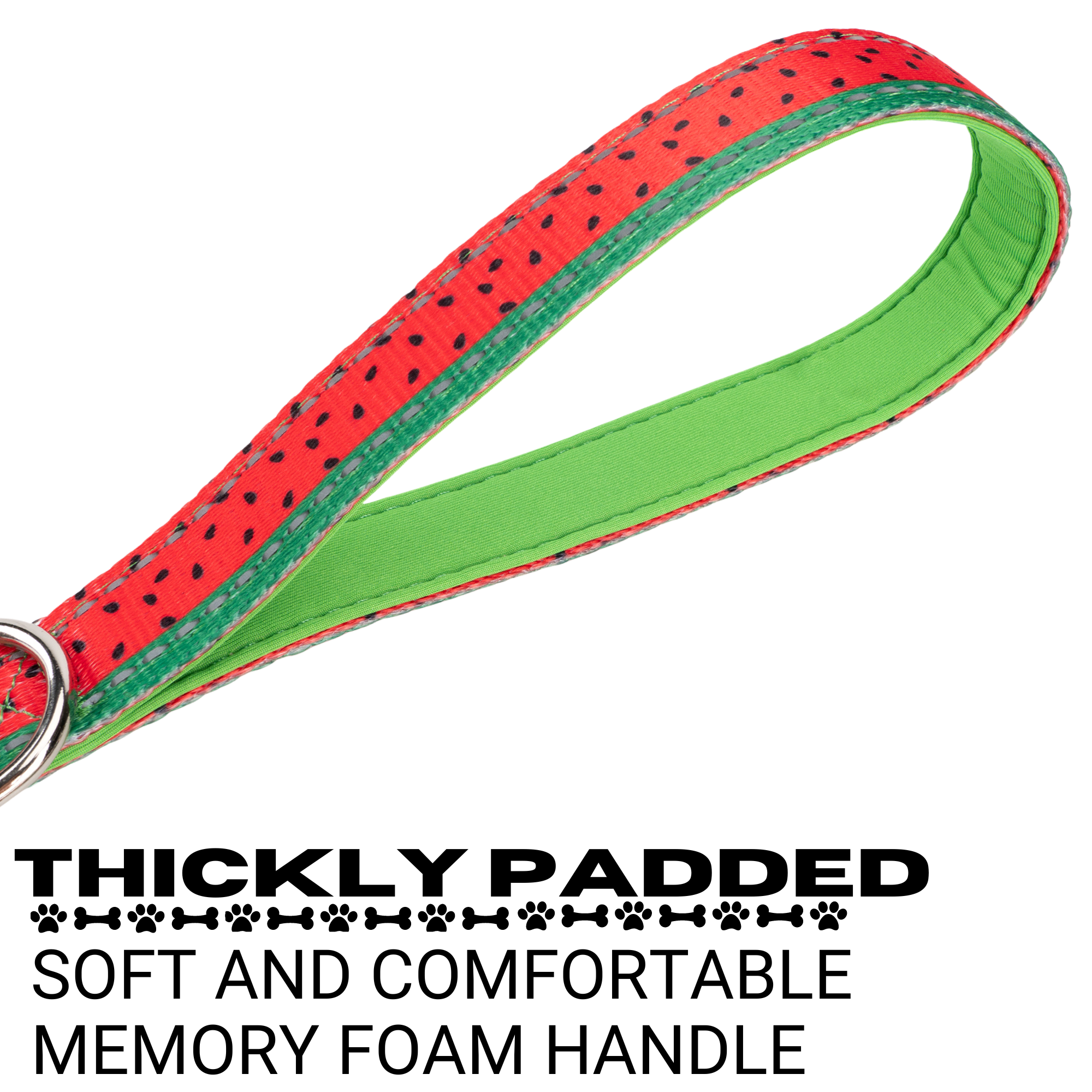 EcoBark Watermelon Dog Leash- Padded Comfort Grip Leash - 4ft, 5ft, and 6ft Leash for Small and Medium Dogs - BIG FRENCHIES