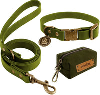 Waterproof Dog Collar & 4FT Leash Set Adjustable XS–XL with Poop Bag