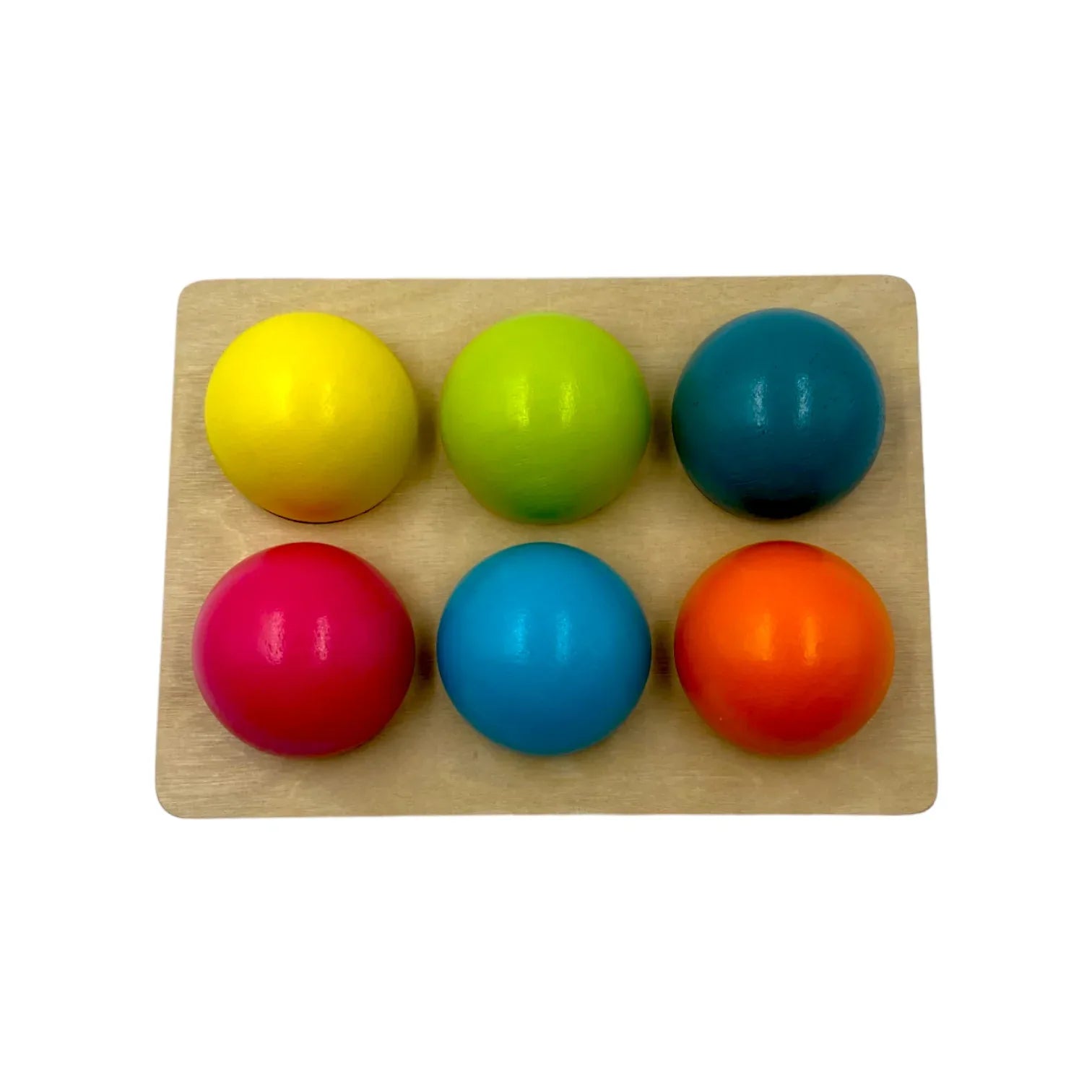 6-Piece Pastel Wooden Balls with Sorting Tray – 1.8" Diameter | Macaron Colors - BIG FRENCHIES