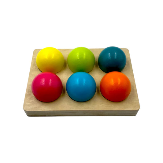 6-Piece Pastel Wooden Balls with Sorting Tray – 1.8" Diameter | Macaron Colors - BIG FRENCHIES