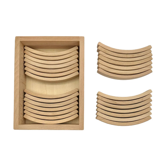 **Pre-order (Ships in 2-3 Weeks)**28 Pcs Mini Curved Natural Wooden Building Blocks with Storage Tray - BIG FRENCHIES