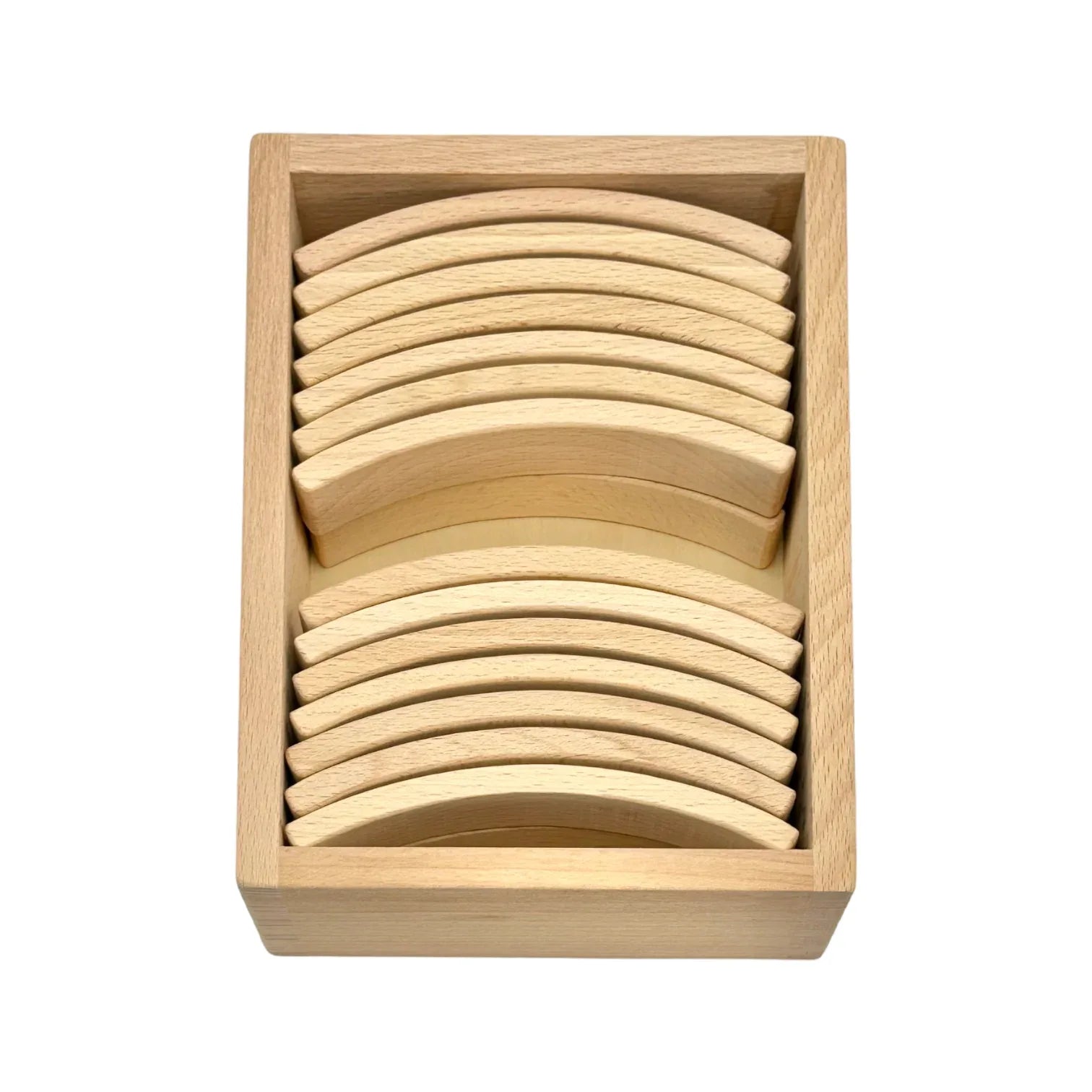 **Pre-order (Ships in 2-3 Weeks)**28 Pcs Mini Curved Natural Wooden Building Blocks with Storage Tray - BIG FRENCHIES