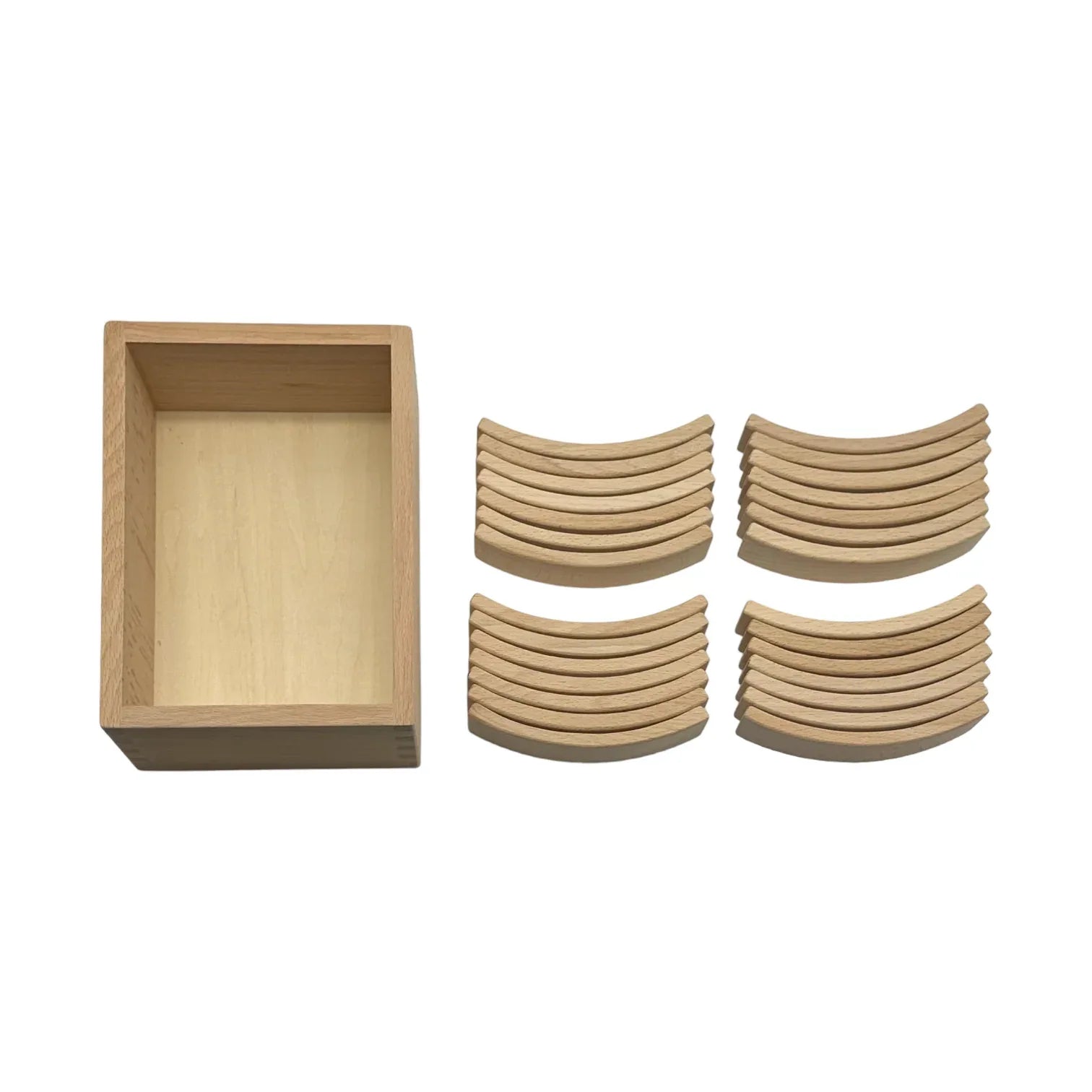 **Pre-order (Ships in 2-3 Weeks)**28 Pcs Mini Curved Natural Wooden Building Blocks with Storage Tray - BIG FRENCHIES