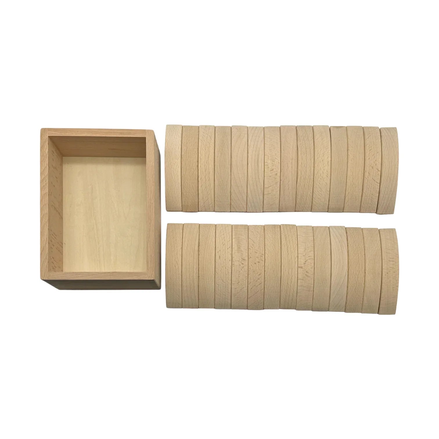 **Pre-order (Ships in 2-3 Weeks)**28 Pcs Mini Curved Natural Wooden Building Blocks with Storage Tray - BIG FRENCHIES