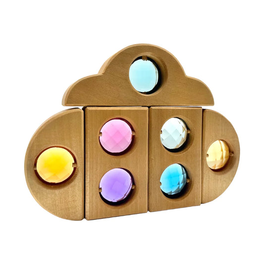 12-Piece Rainbow Fairytale Window Blocks with Storage Tray | Light & Color Play - BIG FRENCHIES