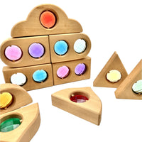 12-Piece Rainbow Fairytale Window Blocks with Storage Tray | Light & Color Play - BIG FRENCHIES