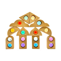 12-Piece Rainbow Fairytale Window Blocks with Storage Tray | Light & Color Play - BIG FRENCHIES