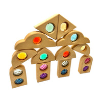 12-Piece Rainbow Fairytale Window Blocks with Storage Tray | Light & Color Play - BIG FRENCHIES