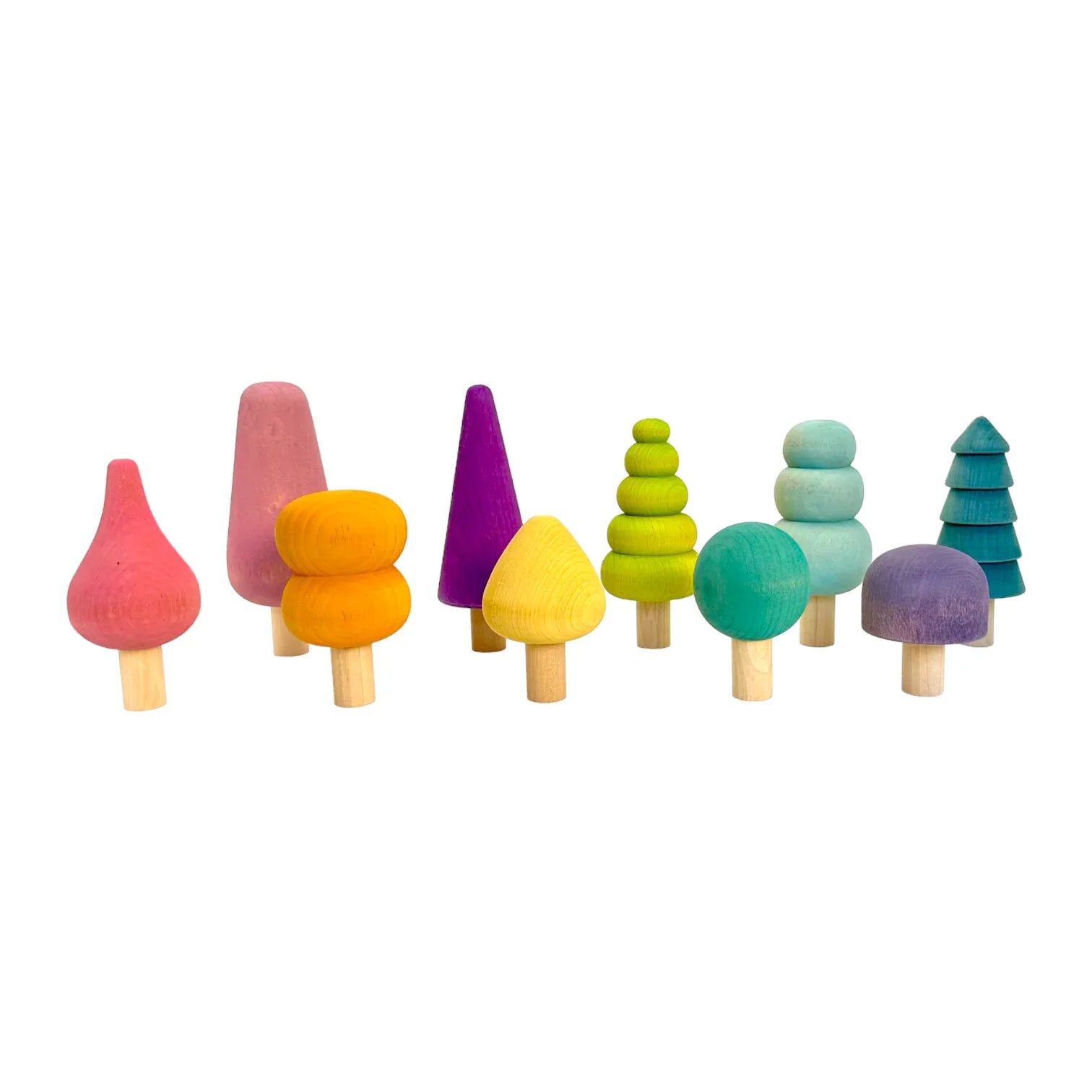 **Pre-order (Ships in 1-2 Weeks)**10 Pcs STAINED Wooden Trees Set in Pastel/Macaron Colors - BIG FRENCHIES