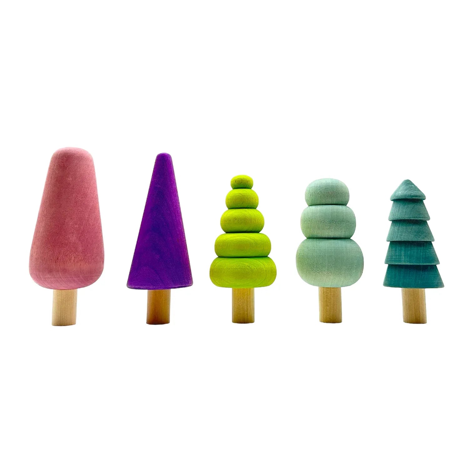 **Pre-order (Ships in 1-2 Weeks)**10 Pcs STAINED Wooden Trees Set in Pastel/Macaron Colors - BIG FRENCHIES