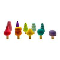 **Pre-order (Ships in 1-2 Weeks)**10 Pcs STAINED Wooden Trees Set in Pastel/Macaron Colors - BIG FRENCHIES
