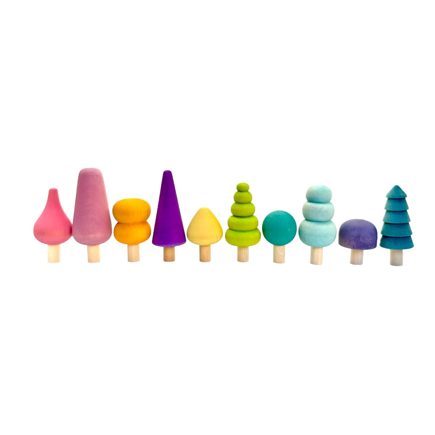 **Pre-order (Ships in 1-2 Weeks)**10 Pcs STAINED Wooden Trees Set in Pastel/Macaron Colors - BIG FRENCHIES