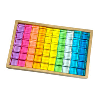 60 Pcs Crystal Clear High Transparency Lucite Cubes Set with Wooden Tray – Rainbow or Pastel Colors - BIG FRENCHIES