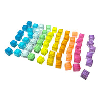 60 Pcs Crystal Clear High Transparency Lucite Cubes Set with Wooden Tray – Rainbow or Pastel Colors - BIG FRENCHIES
