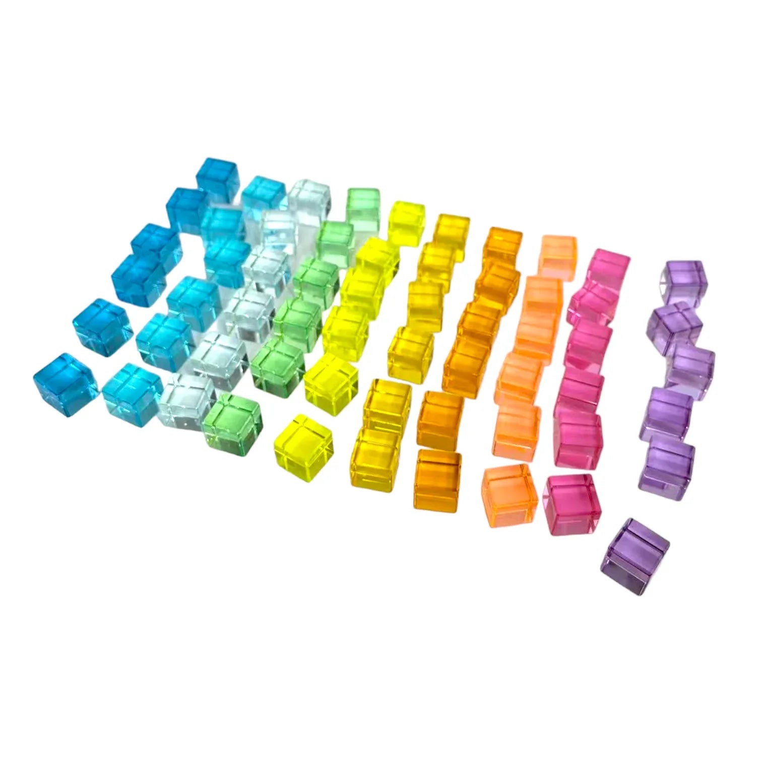 60 Pcs Crystal Clear High Transparency Lucite Cubes Set with Wooden Tray – Rainbow or Pastel Colors - BIG FRENCHIES