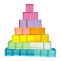 60 Pcs Crystal Clear High Transparency Lucite Cubes Set with Wooden Tray – Rainbow or Pastel Colors - BIG FRENCHIES