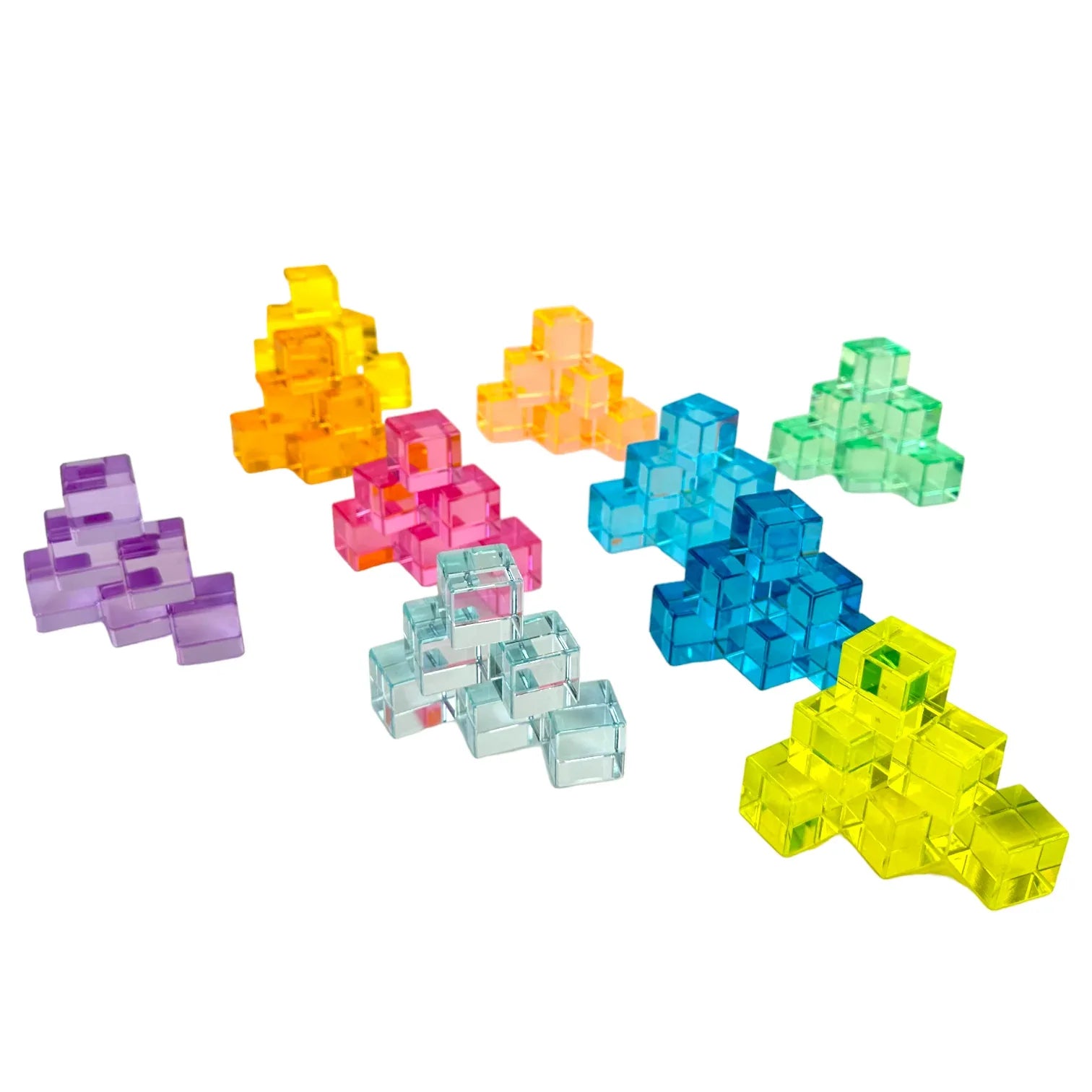 60 Pcs Crystal Clear High Transparency Lucite Cubes Set with Wooden Tray – Rainbow or Pastel Colors - BIG FRENCHIES