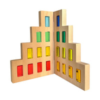 **Pre-order (Ships in 2-3 Weeks)**2-Piece Wooden Skyline Window Building Set – City Silhouette Blocks (Set Only) - BIG FRENCHIES