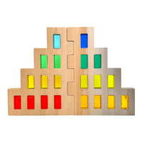 **Pre-order (Ships in 2-3 Weeks)**2-Piece Wooden Skyline Window Building Set – City Silhouette Blocks (Set Only) - BIG FRENCHIES