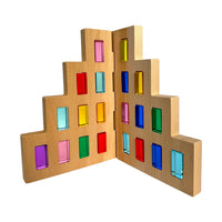 **Pre-order (Ships in 2-3 Weeks)**2-Piece Wooden Skyline Window Building Set – City Silhouette Blocks (Set Only) - BIG FRENCHIES