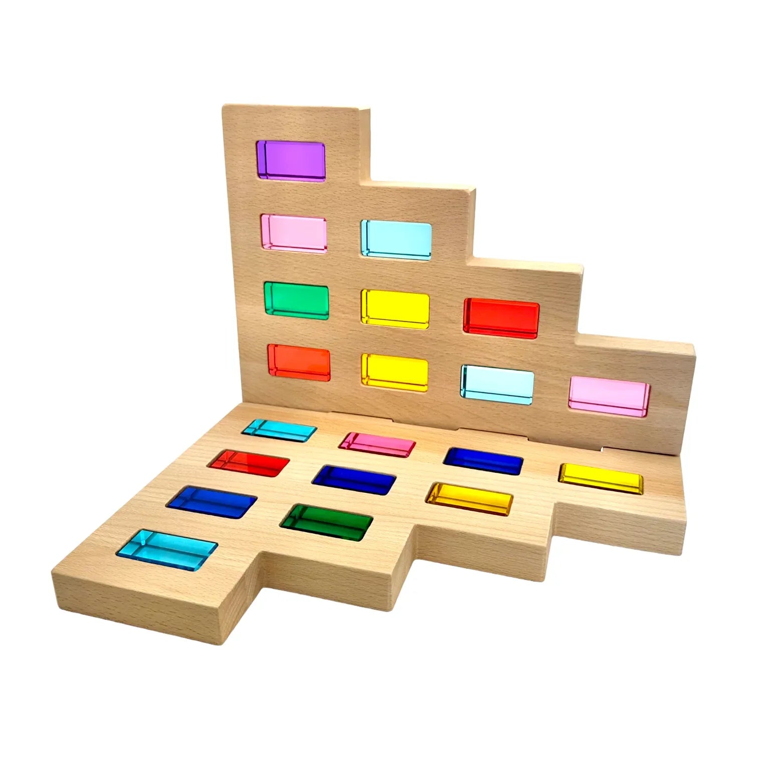 **Pre-order (Ships in 2-3 Weeks)**2-Piece Wooden Skyline Window Building Set – City Silhouette Blocks (Set Only) - BIG FRENCHIES