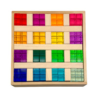 64-Piece Rainbow Crystal Stones & Interlocking Slats Building Set with Storage Tray - BIG FRENCHIES