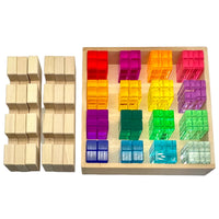 64-Piece Rainbow Crystal Stones & Interlocking Slats Building Set with Storage Tray - BIG FRENCHIES