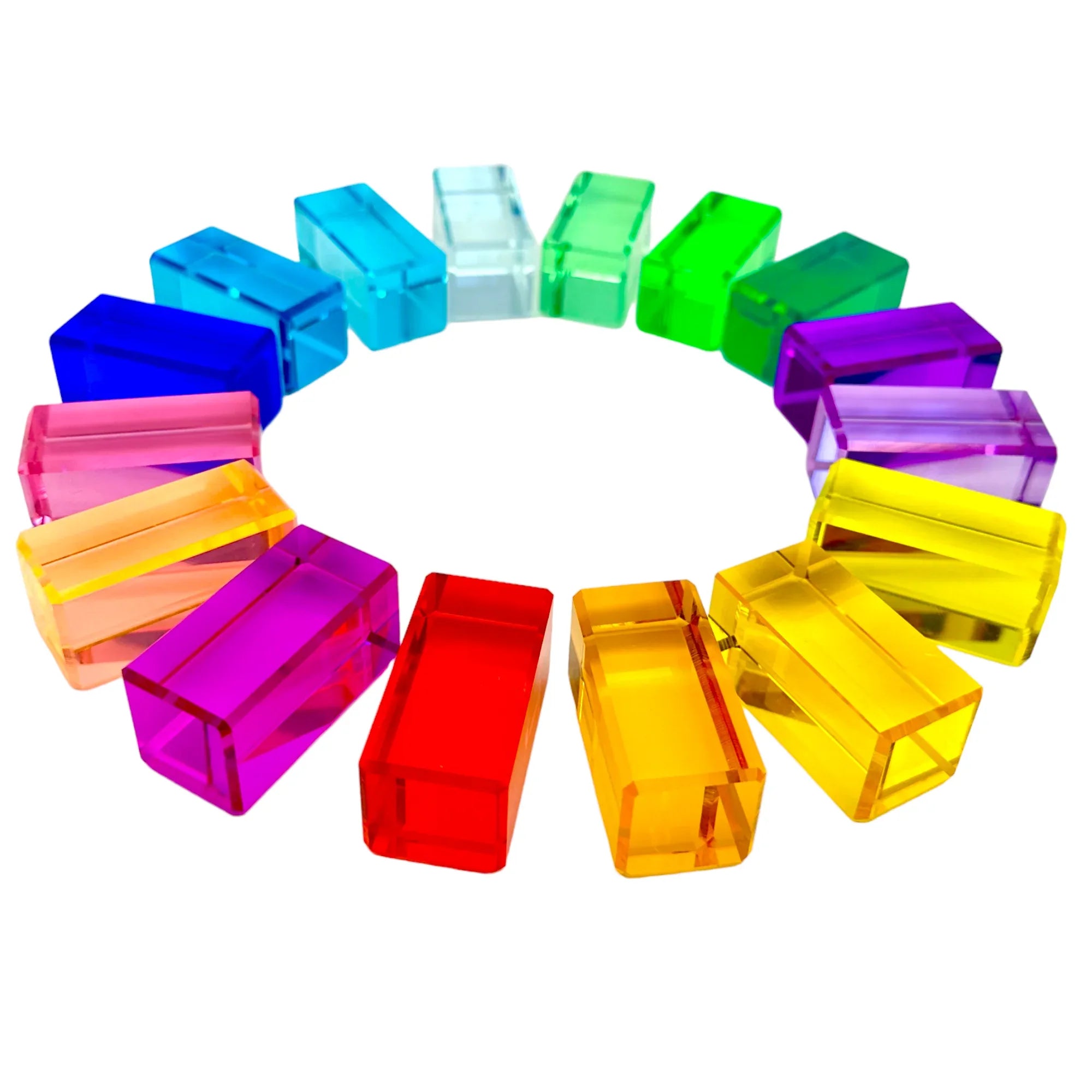 64-Piece Rainbow Crystal Stones & Interlocking Slats Building Set with Storage Tray - BIG FRENCHIES