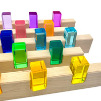 64-Piece Rainbow Crystal Stones & Interlocking Slats Building Set with Storage Tray - BIG FRENCHIES