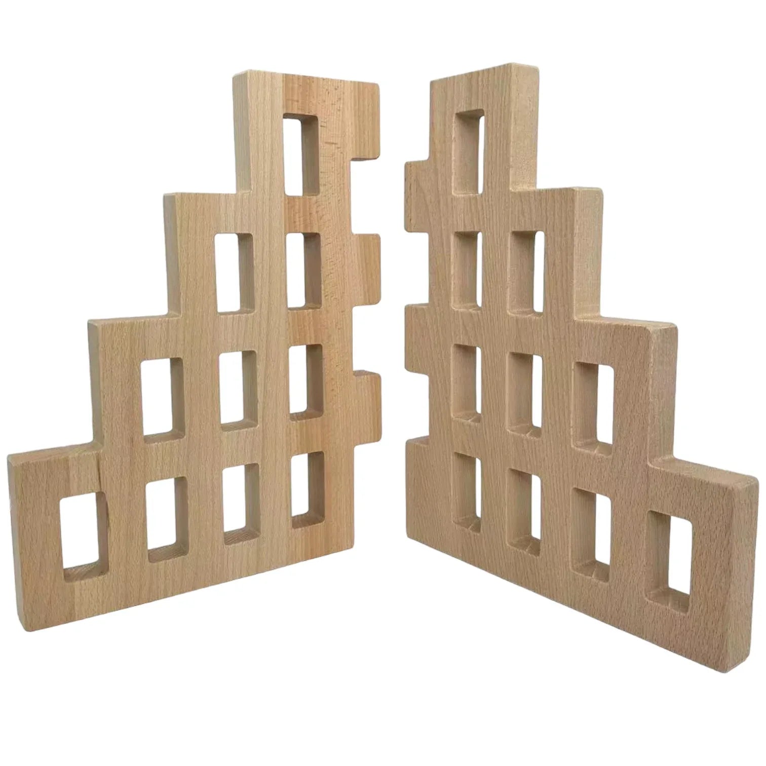 **Pre-order (Ships in 2-3 Weeks)**2-Piece Wooden Skyline Window Building Set – City Silhouette Blocks (Set Only) - BIG FRENCHIES